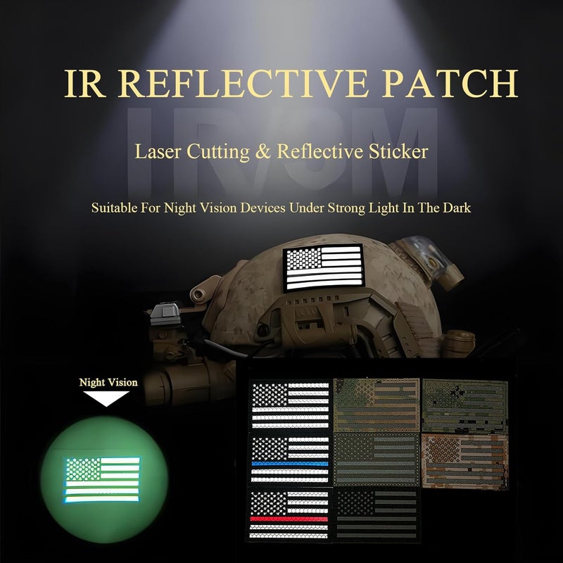 MWOOT 2PCS America American Flag Patches IR Infrared Reflective Patch Laser Cut Patch Regular and Reverse Hook and Loop(3x2 Inch Desert Night Camo) - Image 4